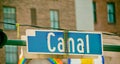 Canal Street sign with beads in New Orleans after Mardi Gras Parade Royalty Free Stock Photo