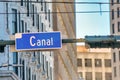 Canal Street sign with beads in New Orleans after Mardi Gras Parade Royalty Free Stock Photo