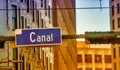 Canal Street sign with beads in New Orleans after Mardi Gras Parade Royalty Free Stock Photo