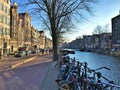 Canal and street view in Amsterdam, Netherlands