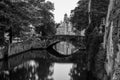 The canal during sunset at the Rozenhoedkaai, Bruges, Belgium Royalty Free Stock Photo