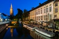 The canal during sunset at the Rozenhoedkaai, Bruges, Belgium Royalty Free Stock Photo