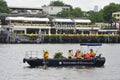 The Canal System Division Department of Drainage & Sewerage boat are collecting waste in the river