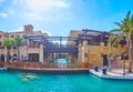 The canal system in Souk Madinat Jumeirah market, Dubai, UAE