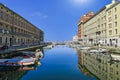 The canal in the Via Gioacchino Rossini in Trieste, Italy Royalty Free Stock Photo