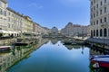 The canal in the Via Gioacchino Rossini in Trieste, Italy Royalty Free Stock Photo