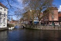 canal view of bridge and buildings Bruges