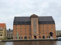 Canal view of The Royal Cast Collection Warehouse, bronze copy of David of Michelangelo