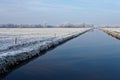 Canal in a white winter landscape Royalty Free Stock Photo