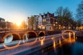 Canals of Amsterdam at night. Amsterdam is the capital and most Royalty Free Stock Photo