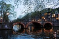 Canals of Amsterdam by night Royalty Free Stock Photo