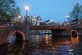 Canals of Amsterdam by night Royalty Free Stock Photo