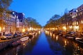 Canals of Amsterdam by night Royalty Free Stock Photo