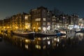 Canals in Amsterdam at Night Royalty Free Stock Photo