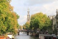 Canals in amsterdam with the wester church 01