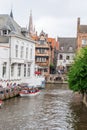 The Canals and brick houses of Bruges in Belgium Flanders