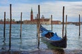 Gondola in Venice, Italy, Europe. Colorful buildings and typical Venice gondolas. Venezia.