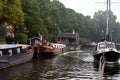 Canals in Holland. Houseboats.