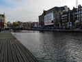 Canals and houses of Amsterdam city, in Holland, Netherlands Royalty Free Stock Photo