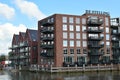 Canals, ships and old houses in the Netherlands. City Zwolle.