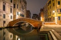 Canals of Venice city with beautiful architecture at night, Italy Royalty Free Stock Photo