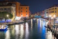 Canals of Venice city with beautiful architecture at night, Italy Royalty Free Stock Photo