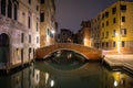 Canals of Venice city with beautiful architecture at night, Italy Royalty Free Stock Photo