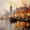 Canalside Whispers: AI-Crafted Impressionistic Amsterdam in Enchanting 1880