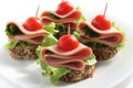 Canape with boiled sausage Royalty Free Stock Photo