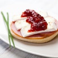 Canape with camembert and cranberry jam Royalty Free Stock Photo