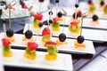 Canape with cheese and olives Royalty Free Stock Photo