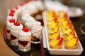 Assort of canape dessert on tray Royalty Free Stock Photo