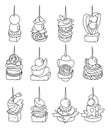 Canape of food vector illustration on white background. Isolated line set icon appetizer. Vector line set icon canape of