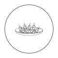 Canape on the plate icon in outline style isolated on white. Event service symbol.