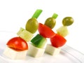 Canape platter with cheese, cucumber,tomato,olives