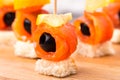Canape with salmon and olive Royalty Free Stock Photo
