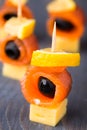 Canape with salmon and olive Royalty Free Stock Photo