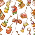 Canape small snack and appetizer seamless pattern