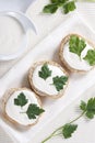 Canape with soft cheese Royalty Free Stock Photo