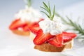 Canape with strawberries Royalty Free Stock Photo