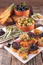 Canape with tapenade and olive Royalty Free Stock Photo