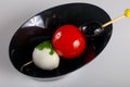 Canape with tomato and mozarella Royalty Free Stock Photo