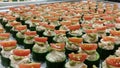 Canapes preparation in the kitchen