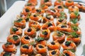 Canapes with salmon and caviar Royalty Free Stock Photo