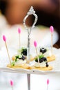 Canapes with smoked salmon and caviar Royalty Free Stock Photo