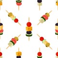 Canapes, tapas seamless pattern. Made in cartoon flat style. Royalty Free Stock Photo
