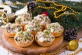 Canapes in tartlets, Russian snack