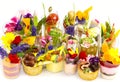 Canaps with edible flowers Royalty Free Stock Photo