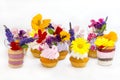 Canaps with edible flowers Royalty Free Stock Photo
