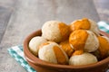 Canarian potatoes (papas arrugadas) with mojo sauce Royalty Free Stock Photo